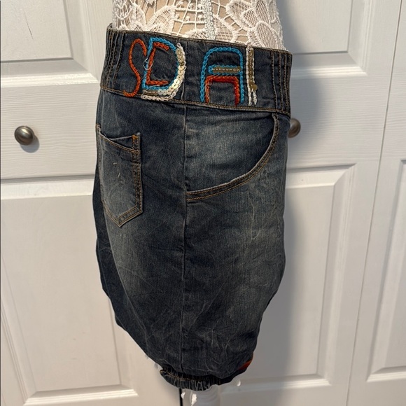 Dark Blue Denim Mini Skirt - Picture 4 of 10